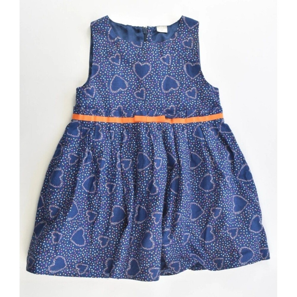 NAME IT Size 10 Lined Blue Multicolor Hearts Cotton Dress 140cm NWOT Sleeveless